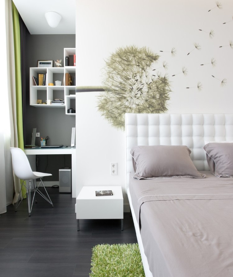 dente-de-leão-parede-decoração-quarto-branco-verde-cinza