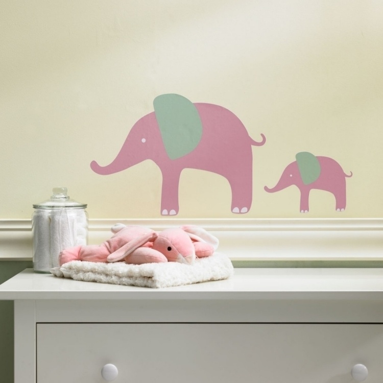 Tatuagens de parede para o quarto do bebê -elefante-pink-sweet-cuddly-bunny-dresser