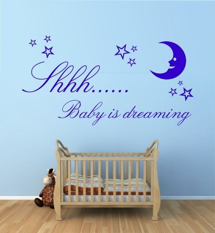 Decalque de parede-quarto de bebê-fonte-lua-luz azul-azul-escuro-girafa-brinquedo fofinho-cama de bebê