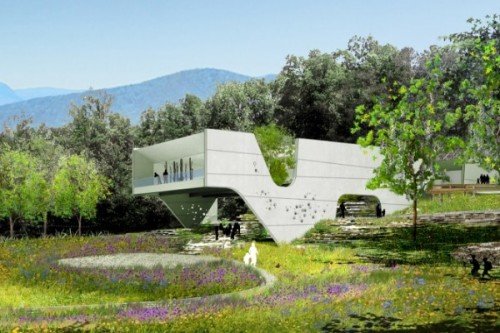 arquitetura futurista de casa verde