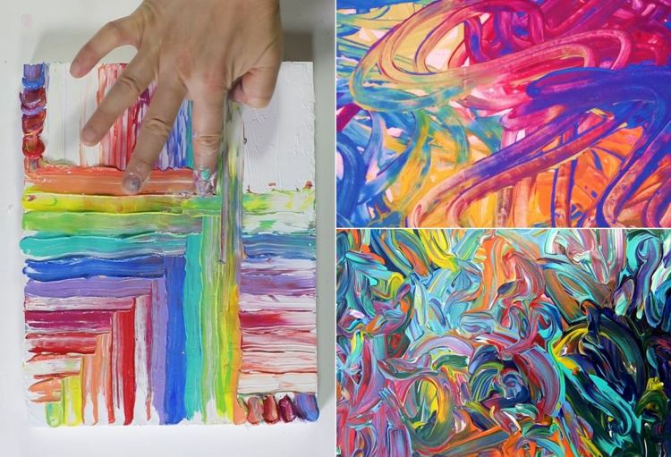 Pinte fotos coloridas com tintas a dedo - ideias para crianças e adultos