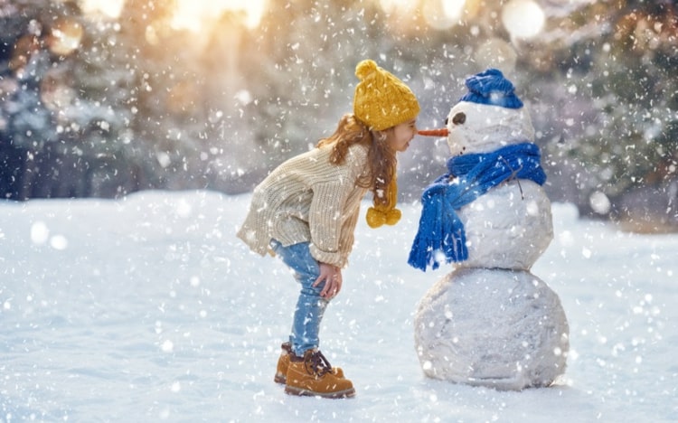 Construir coisas com neve como alternativa ao boneco de neve clássico