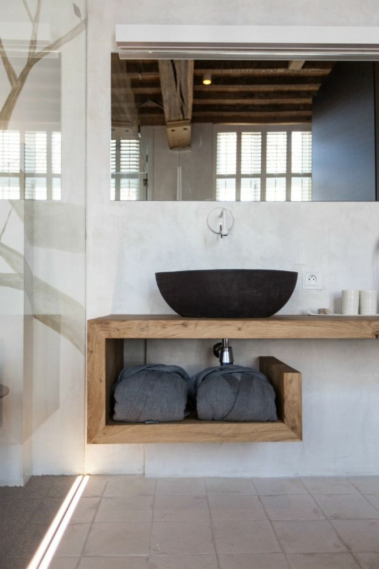 Toalhas de madeira em forma de u para pia, azulejos de parede de vidro preto