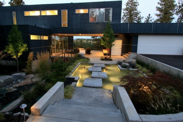 recursos hídricos no jardim ideia de iluminação lagoa etapas casa moderna