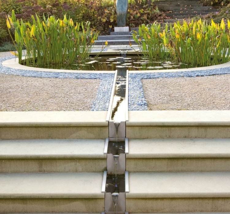 Jogos aquáticos-jardim-moderno-escadas-riacho-criar