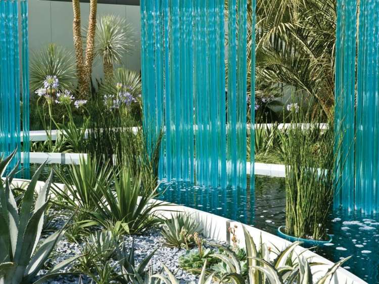 Jogos aquáticos-jardim-jardim-lagoa-decoração-vidro-ideias