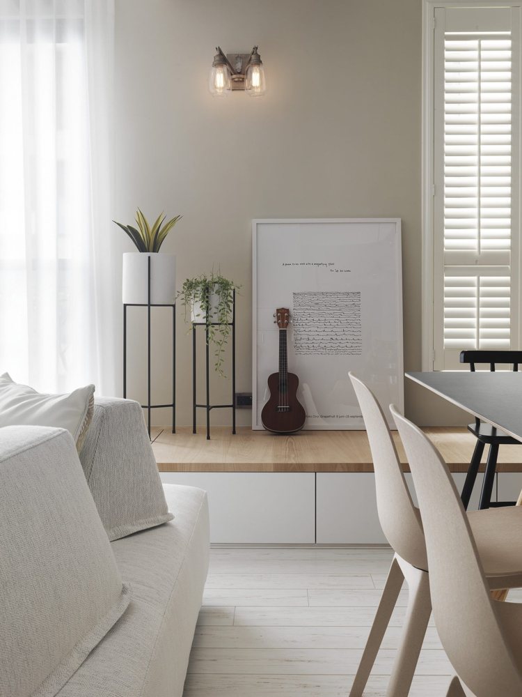 laminado branco tons de cinza plantas de interior design minimalista