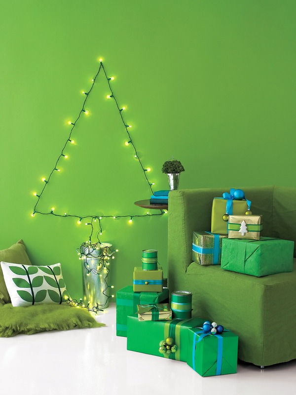 Árvore de luzes de fada de decoração de parede de Natal faça você mesmo