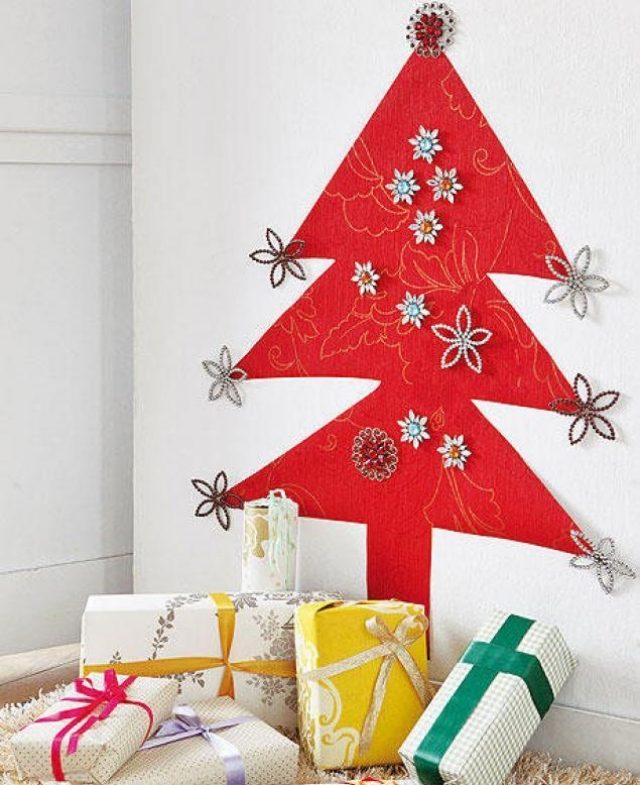 decoração de parede de natal você mesmo faz broches de papel de parede em formato de árvore