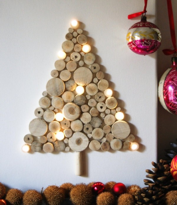 decoração de parede árvore de natal faça você mesmo pedaços de madeira