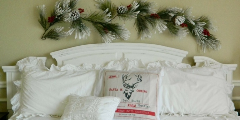 natal parede decoração pinho ramo cama quarto pinho cone travesseiro