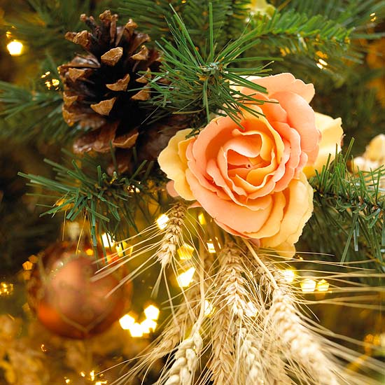 decorações para árvores de natal laranja rosa palha cone deco