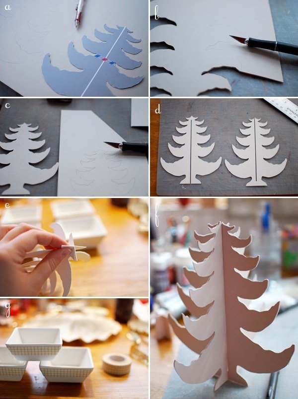 conserte árvores de natal você mesmo papel papelão instruções de artesanato