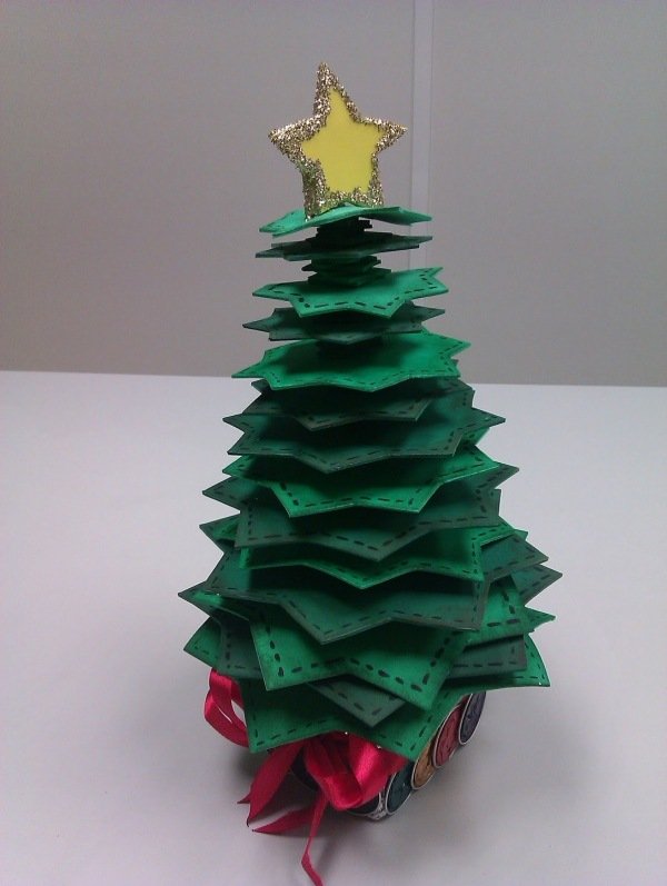 Idéia de árvore de natal, estrela de papel, conserte você mesmo