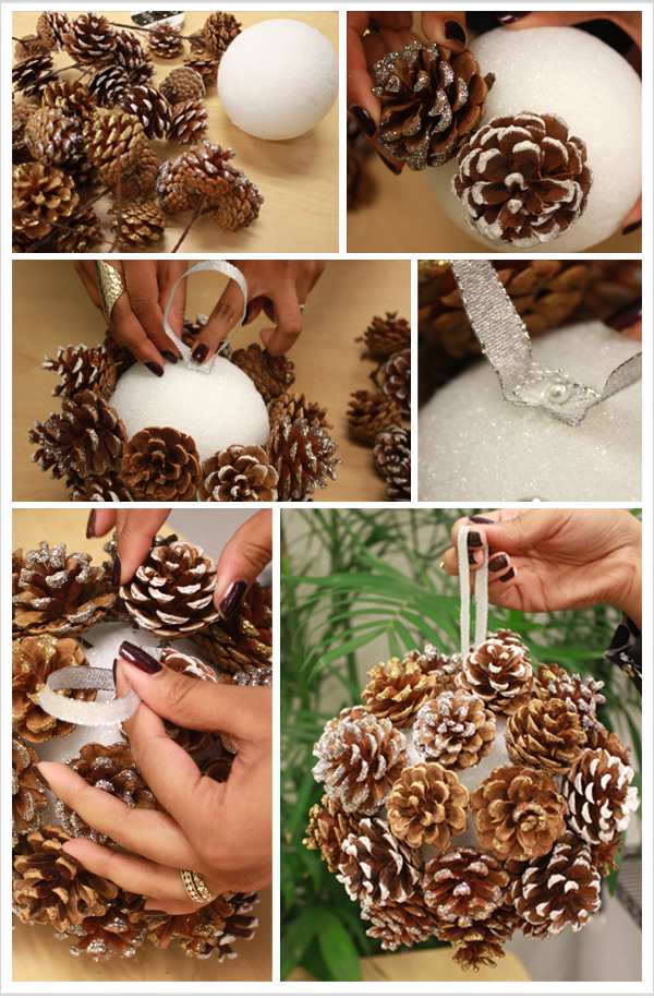 consertar decorações para árvores de natal cones de pinheiro bola de isopor