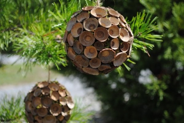 Decorações para árvores de natal, natureza, bolas de árvores de madeira, faça você mesmo