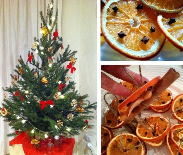 aroma de árvore de natal decoração de laranja seca em pau de canela