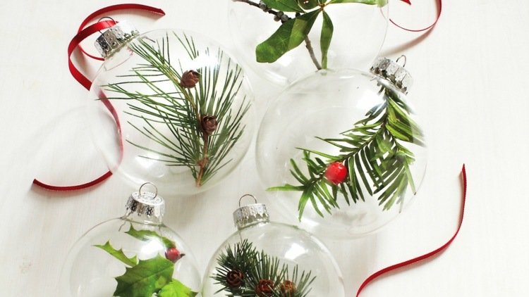 Decorações para árvores de Natal-materiais naturais-bugigangas-transparentes-galhos