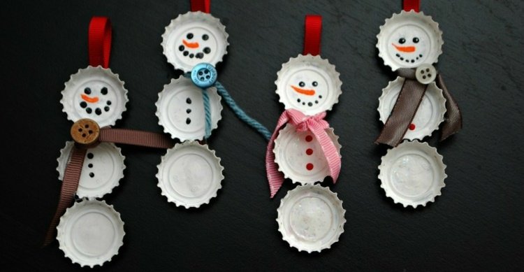 Natal-decorações-consertar-garrafas-tampas-bonecos de neve facilite