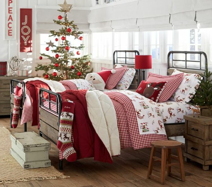 Ideias para decoração de natal do berçário vermelho e branco