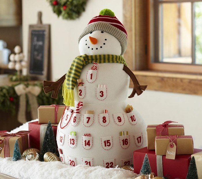 Natal do boneco de neve para decorar ideias para o calendário do advento