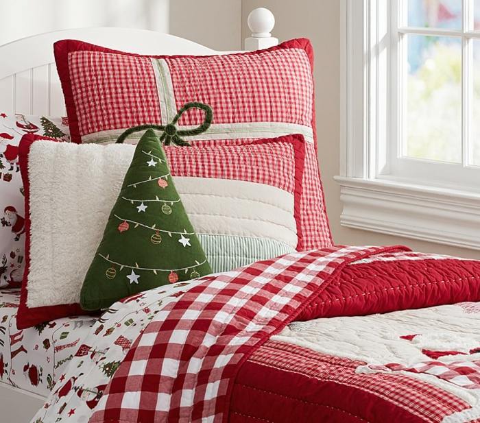 Travesseiro de colcha de idéias festivas de decoração de Natal para quarto infantil