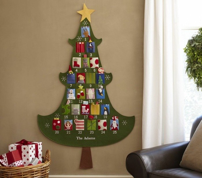 Decoração de Natal, calendário do advento, tecido, idéias de decoração de berçário