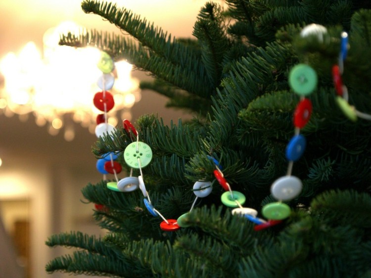 conserte-se decoração de natal guirlanda botões coloridos cordão árvore de natal