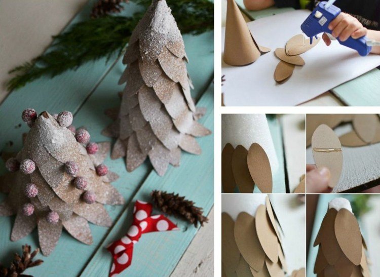 conserte-se decoração de natal abeto árvore rústica papel pardo neve artificial