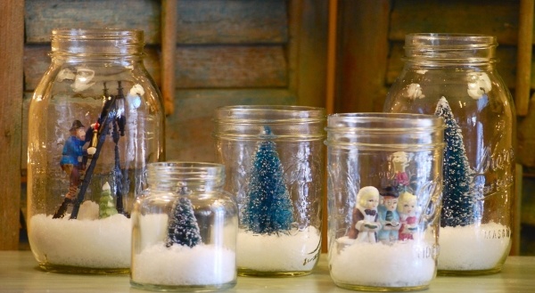 Decorações de Natal tinker jam potes Árvore de Natal neve artificial