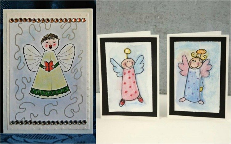 Faça cartões de natal com as crianças pintando uma figura de anjo