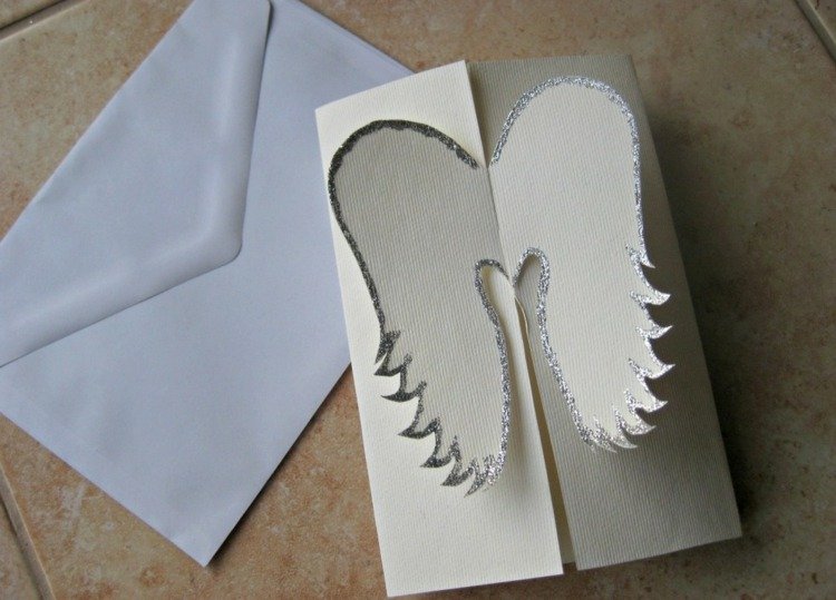 funileiro cartão de natal asas de anjo enfeite com glitter