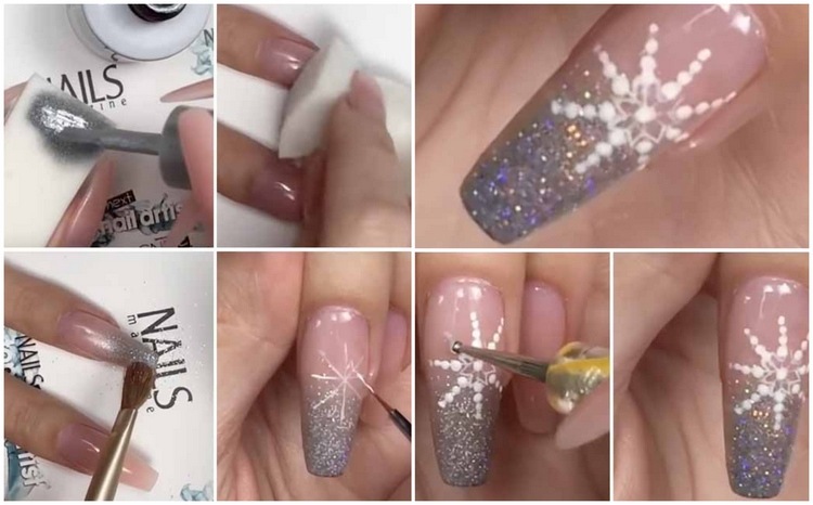 pinte flocos de neve nas unhas você mesmo