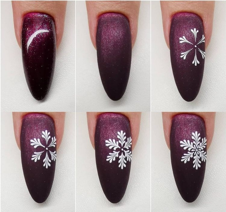 Como pintar flocos de neve nas unhas