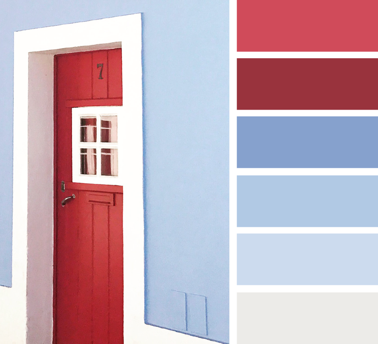 que cor combina com azul e vermelho cereja vermelho framboesa cinza branco