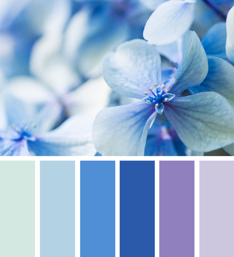 Combine tons de azul, roxo e verde pastel