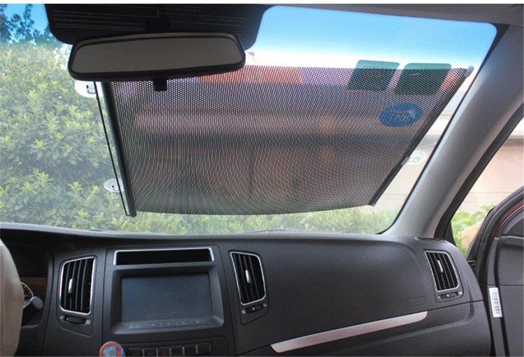 Pala de sol retrátil com pontas de proteção solar para automóveis