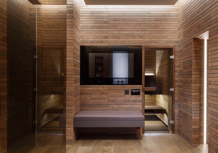 banheiro de bem-estar com sauna
