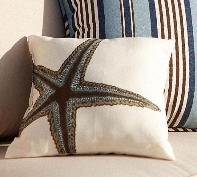 almofadas decorativas ao ar livre com tema do mar estrela-do-mar