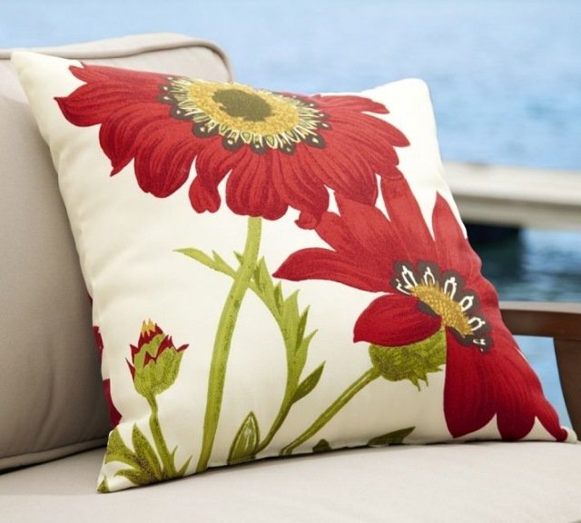 almofada externa sofá deco de jardim vermelho papoula