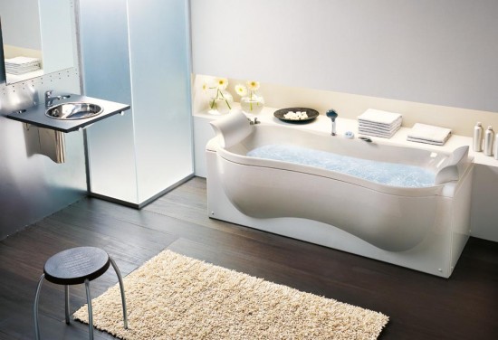 banheiras modernas com apoios de cabeça de design atemporal