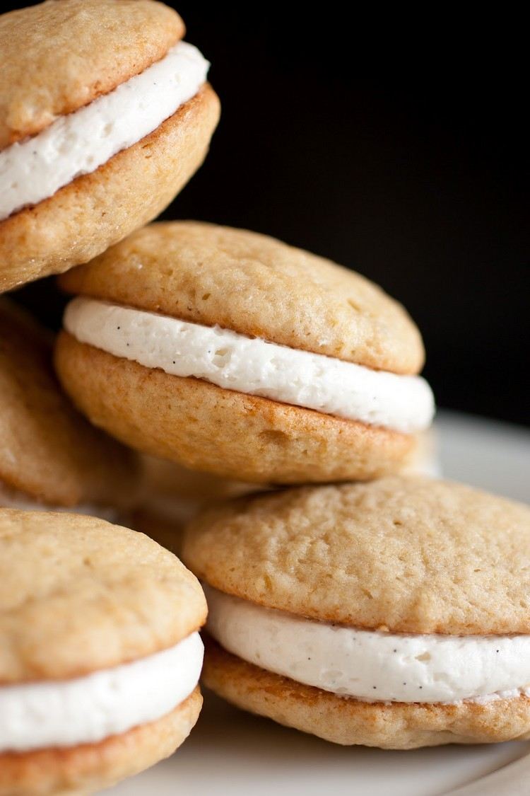 whoopies-faça-você-mesmo-pão de banana-baunilha-recheio de creme