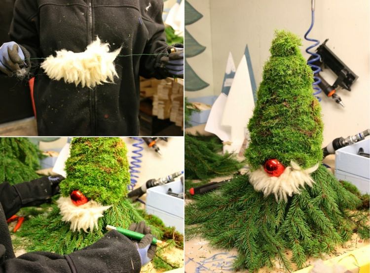 Ideia de artesanato simples - duendes de Natal com barba feita de lã