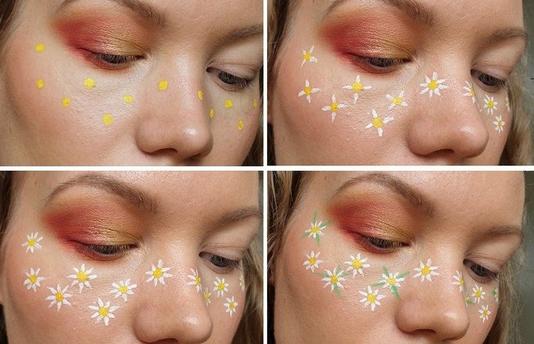 Instruções de maquiagem de flores simplesmente margaridas