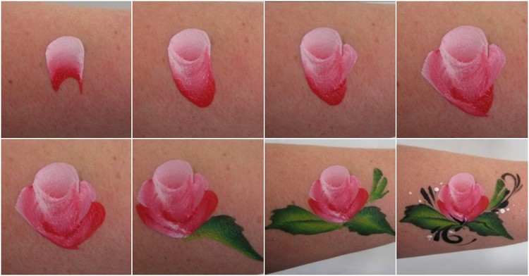 Instruções para maquiagem de flores com um só golpe