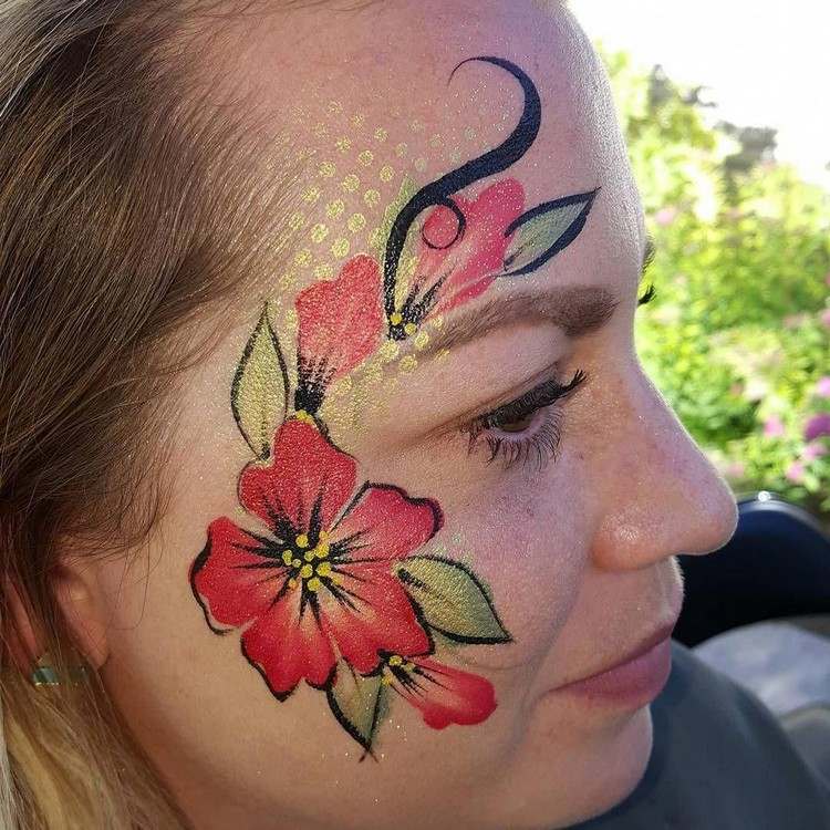Carnaval de maquiagem com flores havaianas