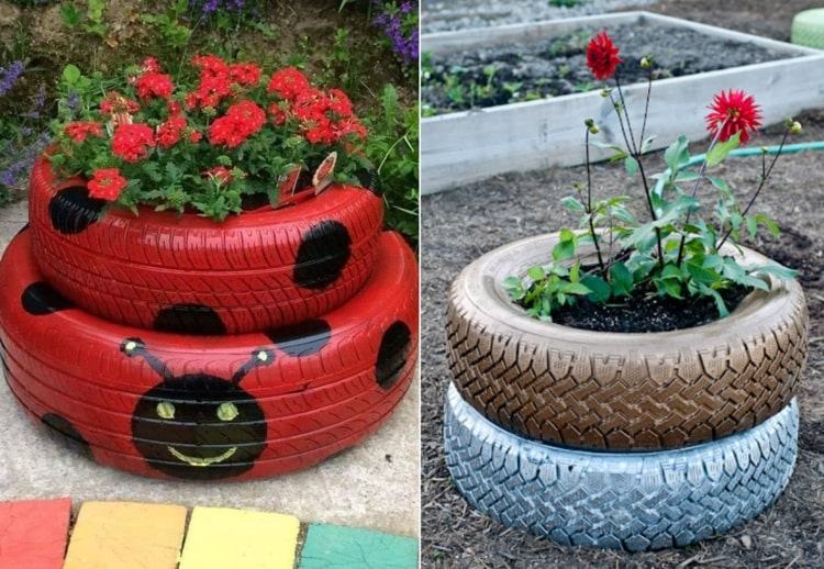 Pinte joaninhas em pneus para pequenas camas suspensas decorativas