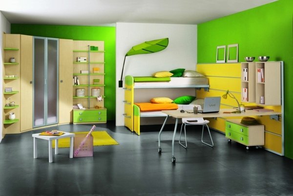 colorido-mobília-infantil-amarelo-verde-quarto infantil