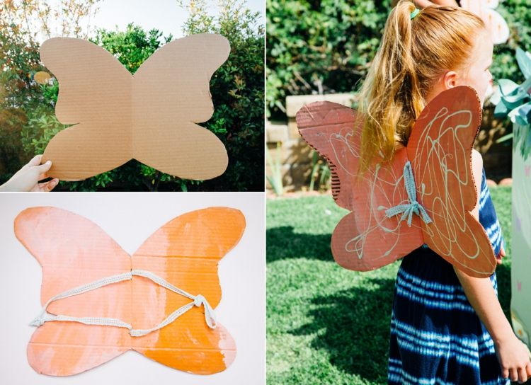 Faça asas de borboleta de papelão - as crianças pintam as asas elas mesmas