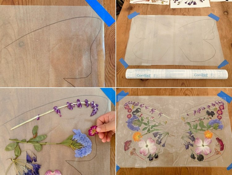 Instruções de artesanato com papel de prata clorobrometo e flores